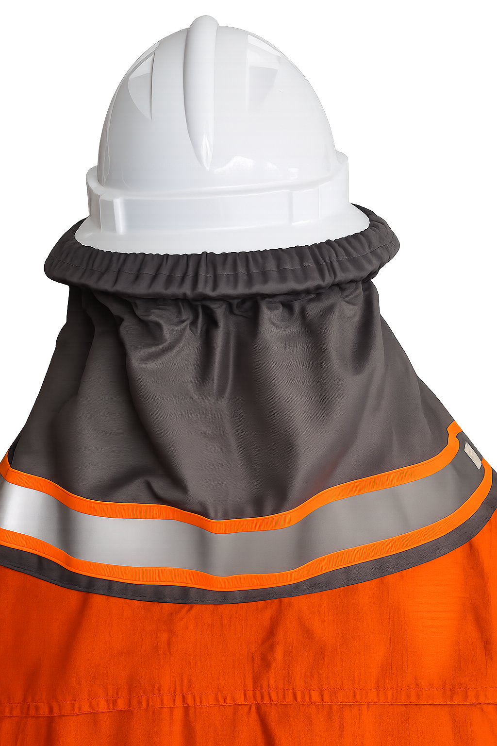 Ozzy Hardhat Shade HI VIS Orange / Green Band -Grey - UPF50+ Neck and Sun Protection for your Hardhat