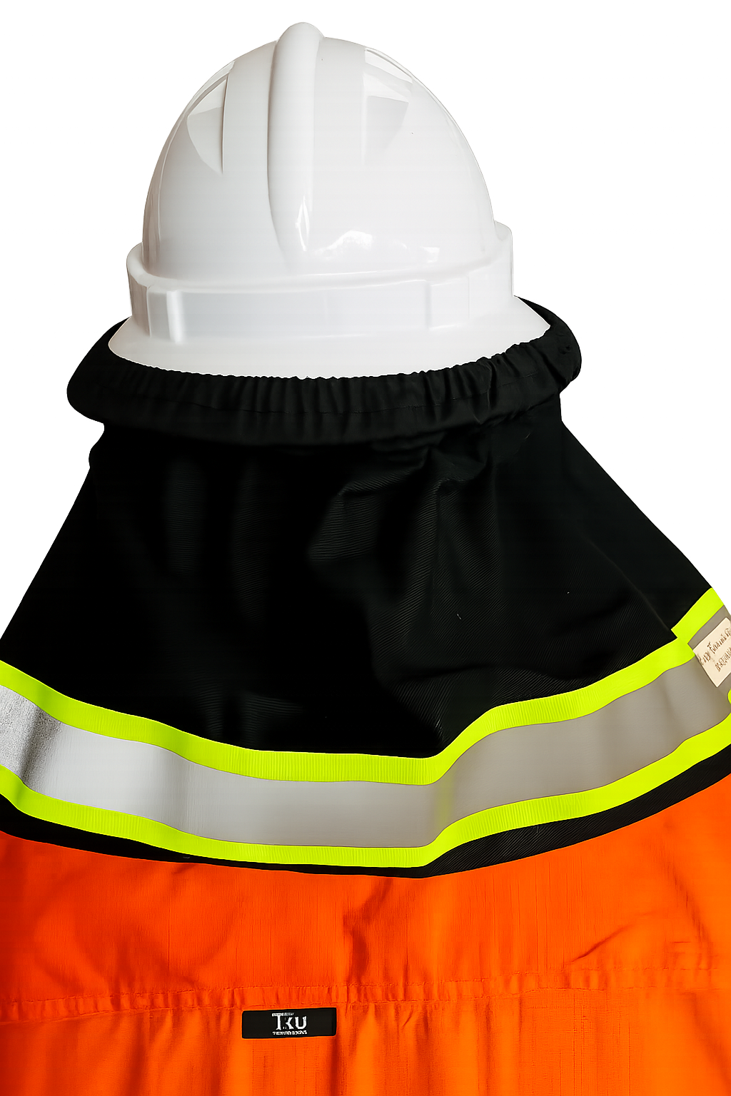 Ozzy Hardhat Shade HI VIS Orange / Green Band -Black - UPF50+ Neck and Sun Protection for your Hardhat