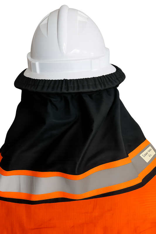 Ozzy Hardhat Shade HI VIS Orange / Green Band -Black - UPF50+ Neck and Sun Protection for your Hardhat