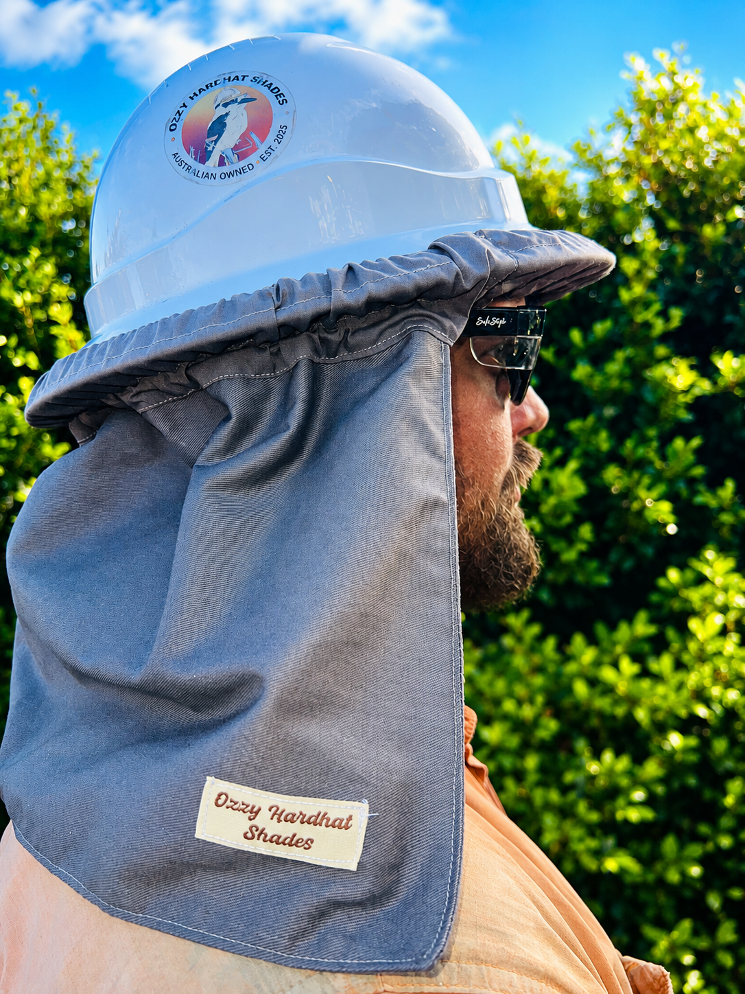 Ozzy Hardhat Shade -Grey - UPF50+ Neck and Sun Protection for your Hardhat