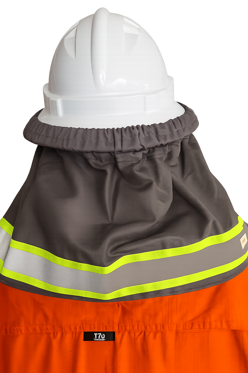 Ozzy Hardhat Shade HI VIS Orange / Green Band -Grey - UPF50+ Neck and Sun Protection for your Hardhat