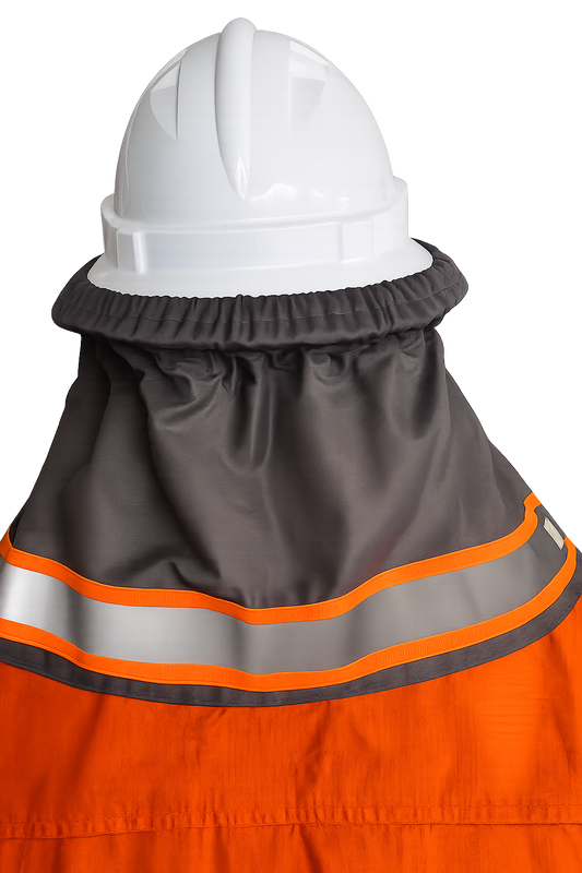 Ozzy Hardhat Shade HI VIS Orange / Green Band -Grey - UPF50+ Neck and Sun Protection for your Hardhat