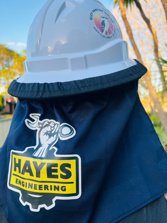 Custom Hardhat Shade - Black / Navy / Light Grey UPF 50+ Company Logo Design