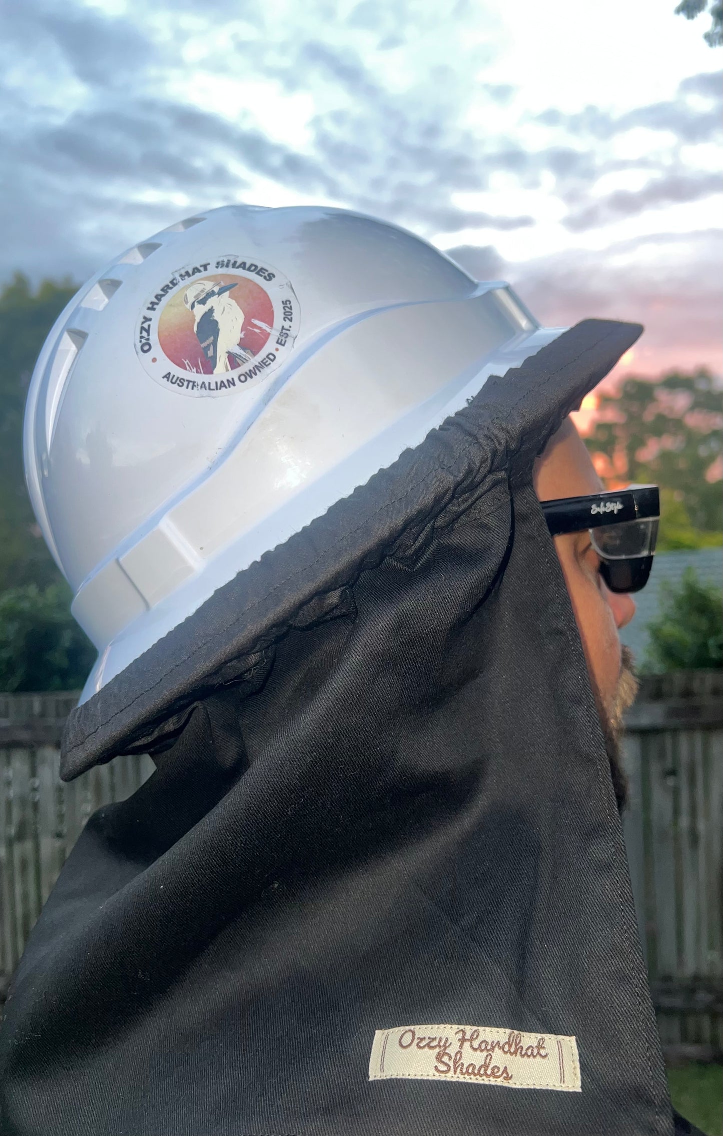 Custom Hardhat Shade - Black / Navy / Light Grey UPF 50+ Company Logo Design